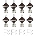 Durable ABS + Stainless Steel Curtain Bracket with Support 1 Inch Rod Pocket Finials Door and Window Rod Support Fittings, Curtain Rod Holder (Pack of 8, Black)