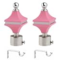 Durable ABS + Stainless Steel Curtain Bracket with Support 1 Inch Rod Pocket Finials Door and Window Rod Support Fittings, Curtain Rod Holder (Pack of 2, Pink)