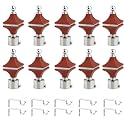 Durable ABS + Stainless Steel Curtain Bracket with Support 1 Inch Rod Pocket Finials Door and Window Rod Support Fittings, Curtain Rod Holder (Pack of 10, Brown)