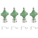 Durable ABS + Stainless Steel Curtain Bracket with Support 1 Inch Rod Pocket Finials Door and Window Rod Support Fittings, Curtain Rod Holder (Pack of 4, Green)
