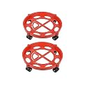 Plastic Gas Cylinder Trolley with Wheels Durable Gas Trolly LPG Cylinder Stand for Home and Kitchen -Red, 2 Piece