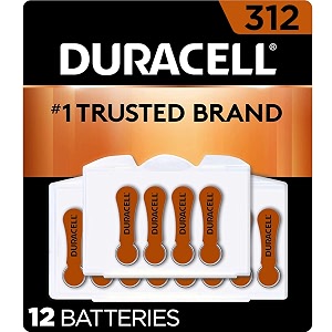 duracell - hearing aid batteries size 312 brown - long lasting battery with easytab for ease of installation - 12 count