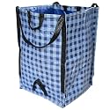 DURASACK Heavy Duty Home and Yard Bags 48-Gallon Reusable Self-Standing Lawn and Leaf Bags Garbage Can with Reinforced Handles, Gingham Blue, 3 Pack