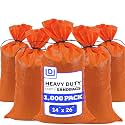 DURASACK Heavy Duty Sandbags with Ties, 14x26, Empty, Orange, 1000 Count