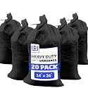 DURASACK Heavy Duty Sandbags with Ties, 14x26, Empty, Black, Pack of 20