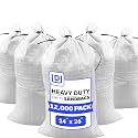 DURASACK Heavy Duty Sandbags with Ties, 14x26, Empty, White, 12000 Count