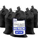 DURASACK Heavy Duty Sandbags with Ties, 14x26, Empty, Black, Pack of 50