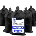 DURASACK Heavy Duty Sandbags with Ties, 14x26, Empty, Black, Pack of 10