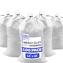 DURASACK Heavy Duty Sandbags with Ties, 14x26, Empty, White, Pack of 100