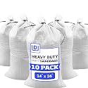 DURASACK Heavy Duty Sandbags with Ties, 14x26, Empty, White, Pack of 10