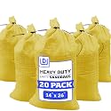 DURASACK Heavy Duty Sandbags with Ties, 14x26, Empty, Yellow, Pack of 20