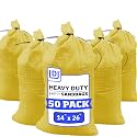 DURASACK Heavy Duty Sandbags with Ties, 14x26, Empty, Yellow, Pack of 50