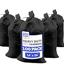 DURASACK Heavy Duty Sandbags with Ties, 14x26, Empty, Black, Pack of 100