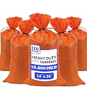 DURASACK Heavy Duty Sandbags with Ties, 14x26, Empty, Orange, 12000 Count