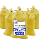 DURASACK Heavy Duty Sandbags with Ties, 14x26, Empty, Yellow, Pack of 10