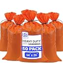 DURASACK Heavy Duty Sandbags with Ties, 14x26, Empty, Orange, Pack of 400
