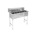 DuraSteel 3 Compartment Sink with Faucet - NSF Stainless Steel 15” x 15” x 12” 3 Bay Sinks Commercial Sink with No Drainboard - Three Industrial Kitchen Concession Sinks Restaurant, Food Truck Utility