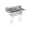 DuraSteel 3 Compartment Sink with Faucet - NSF Stainless Steel 10” x 14” x 10” 3 Bay Sinks Commercial Sink with Double Drainboard - Three Industrial Kitchen Concession Sinks Restaurant, Food Truck