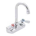 DuraSteel Commercial Hand Sink Faucet 4 Inch Center Wall Mount - Dual Knobs