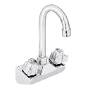 DuraSteel Commercial Kitchen Sink Faucet - No Lead 4" Center Wall Mount Utility Hand Sink Faucet with 3-1/2'' Gooseneck Spout - NSF Certified - Dual Knob Handles - Brass Constructed &amp; Chrome Polished