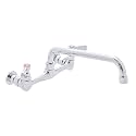 DuraSteel Commercial Kitchen Sink Faucet - No Lead 8" Center Wall Mount Utility Sink Faucet with 10'' Swivel Spout - NSF Certified - Dual Lever Handles - Brass Constructed &amp; Chrome Polished