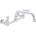 DuraSteel Commercial Sink Faucet - 8” Center Commercial Wall Mount Faucet Kitchen w/ 6 Inch Swivel Spout - Lever Handle - Industrial Restaurant Kitchen Utility Prep 3 Compartment Sink Mounted Faucets