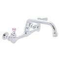 DuraSteel Commercial Sink Faucet - 8” Center Commercial Wall Mount Faucet Kitchen w/ 6 Inch Swivel Spout - Lever Handle - Industrial Restaurant Kitchen Utility Prep 3 Compartment Sink Mounted Faucets
