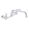 DuraSteel Commercial Sink Faucet - 8” Center Commercial Wall Mount Faucet Kitchen w/ 8 Inch Swivel Spout - Lever Handle - Industrial Restaurant Kitchen Utility Prep 3 Compartment Sink Mounted Faucets