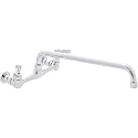 DuraSteel Commercial Sink Faucet - NSF No Lead 8” Center Commercial Wall Mount Faucet Kitchen with 14 Inch Swivel Spout - Lever Handle - Industrial Restaurant Kitchen Utility Prep Sink Mounted Faucets