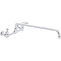DuraSteel Commercial Sink Faucet - NSF No Lead 8” Center Commercial Wall Mount Faucet Kitchen with 16 Inch Swivel Spout - Lever Handle - Industrial Restaurant Kitchen Utility Prep Sink Mounted Faucets