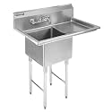 DuraSteel Commercial Stainless Steel Utility Sink - NSF 18 x 18 x 12 Bowl with Right Drainboard &amp; Faucet - Freestanding Outdoor Kitchen Sinks, Outdoor Sinks, Laundry Sink, Garage Shop, Utility Tub