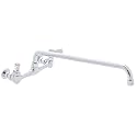 DuraSteel Kitchen Sink Faucet Wall Mount - 8'' Center Commercial Utility Sink Faucet with 16'' Swivel Spout - Dual Lever Handles - Brass Constructed &amp; Chrome Polished Delta Bar Laundry Bath Room Moen