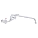 DuraSteel Kitchen Sink Faucet Wall Mount - DuraSteel 8" Center Commercial Kitchen Sink Faucet with 14" Swivel Spout - Dual Lever Handles - Brass Constructed &amp; Chrome Polished