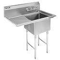 DuraSteel Stainless Steel Utility Sink - NSF Certified Single 18" x 18" x 12" Bowl - No Lead Faucet Include - Commercial Kitchen Sink with Left Drainboards - Restaurant, Laundry, Garage &amp; Backyard