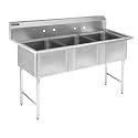DuraSteel Stainless Steel Utility Sink - Triple 24" x 24" x 12" Bowl - 3 Compartment Commercial Kitchen Sink w/Stable Leg Support - For Restaurant, Laundry, Garage & Backyard - NSF Certified