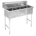 DuraSteel Stainless Steel Utility Sink - Triple 15" x 15" x 12" Bowl - 3 Compartment Commercial Kitchen Sink w/Stable Leg Support - For Restaurant, Laundry, Garage & Backyard - NSF Certified