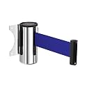 DuraSteel Wall Mount Crowd Control Retractable Belt Barrier- 9.2 Ft Blue Retractables Barrier Belt w/Stainless Steel Casing - Do Not Enter Crowd Control Barriers NOT Stanchions with Retractable Belts