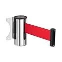 DuraSteel Wall Mount Crowd Control Retractable Belt Barrier - 9.2 Ft Red Retractables Barrier Belt w/Stainless Steel Casing - Do Not Enter Crowd Control Barriers NOT Stanchions with Retractable Belts