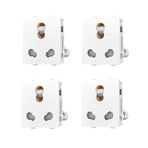 dlite 616a 6 pin modular electrical multi socket with shutter white colourpolycarbonate body heavy dutysuitable for home amp office use pack of 4