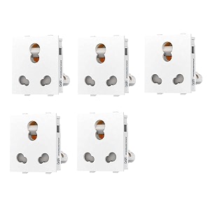 dlite 616a 6 pin modular electrical multi socket with shutter white colourpolycarbonate body heavy dutysuitable for home amp office use pack of 5