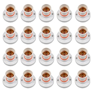 dlite polycarbonate modern b22 wall bulb holder socket  isi marked  2 amp capacity  220-240 volt  brass quality  indoor outdoor use white pack of 20