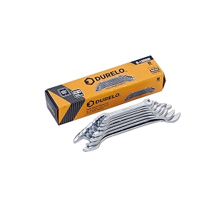 durelo d-1208m double open end spanner set 6-22mm matte finish 8-piece chrome vanadium steel