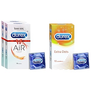 durex air condoms for men - 10 count pack of 2 suitable for use with lubes amp toys amp extra dotted condoms for men - 10 count