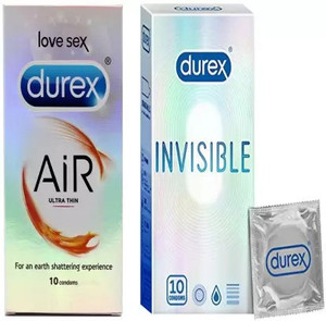durex extra air invisible condom combo pck of 2 20 sheets condom