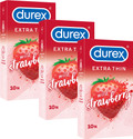 DUREX Extra Thin Wild Strawberry Flavoured Condoms For Men -10s (Pack of 3) Condom