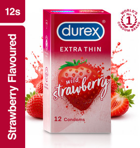 durex strawberry extra thin for men silcone lubricant natural rubber latex condom