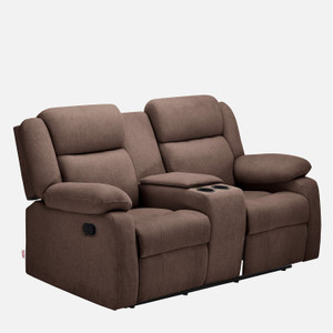 duroflex avalon twin - modern 2 seater sofa with center console and cup holder fabric manual recliner