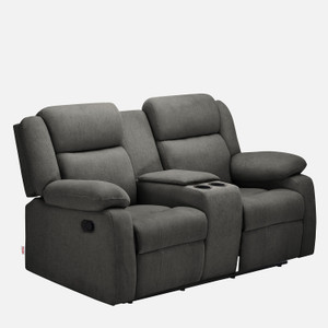 duroflex avalon twin - modern 2 seater sofa with center console and cup holder fabric manual recliner