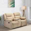 Duroflex Avalon Twin - Modern 2 Seater Sofa With Center Console and Cup Holder Fabric Manual Recliner