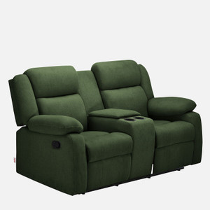 duroflex avalon twin - modern 2 seater sofa with center console and cup holder fabric manual recliner